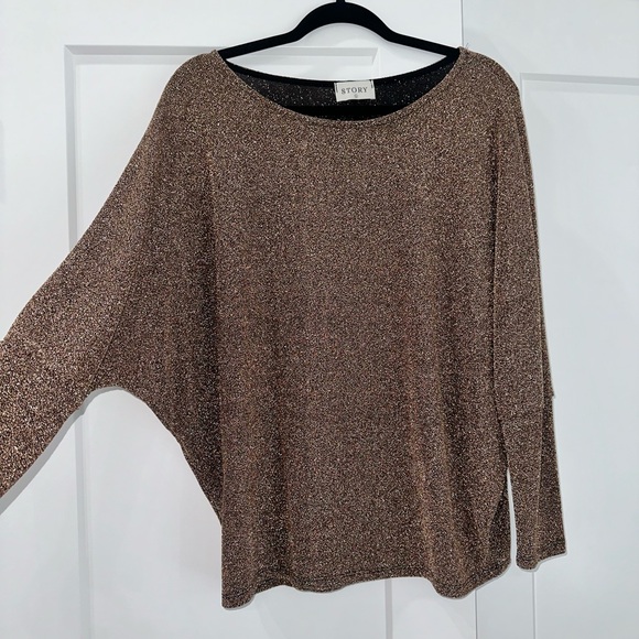 Long Sleeve Bronze Glitter Top - Picture 1 of 3